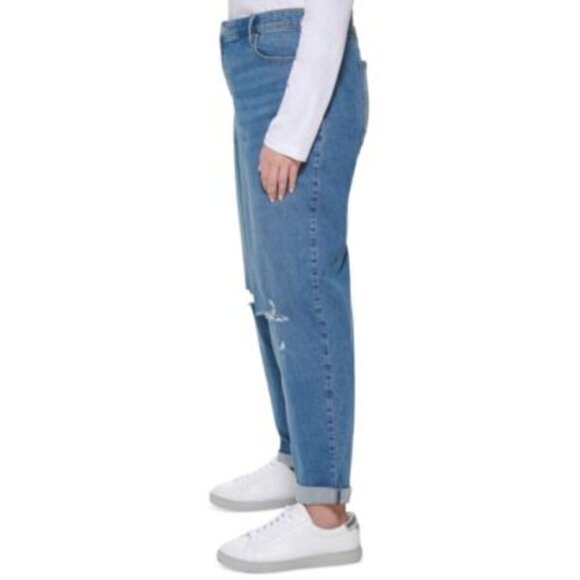Calvin Klein Jeans Plus Size 16W Mid-Rise Slim-Fit Cuffed Boyfriend Jeans NWT - Picture 4 of 6
